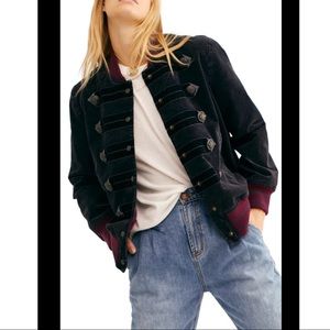 Free People Atlas Corduroy Bomber Jacket Military